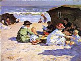 Edward Henry Potthast Canvas Paintings - A Day at the Seashore